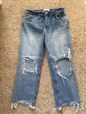 Free People Light Blue Distressed Boyfriend Jeans